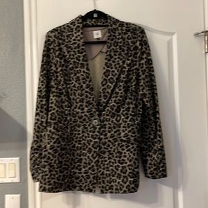 CAbi ponte leopard print jacket with beautiful criss-cross back detail -size 12